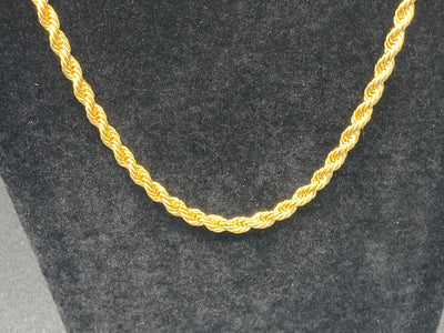 Rope Chain Necklace in Yellow Gold 24” 6mm