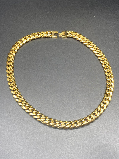 18k Yellow Gold Plated Stainless Steel Cuban Link Chain 10 mm 12mm