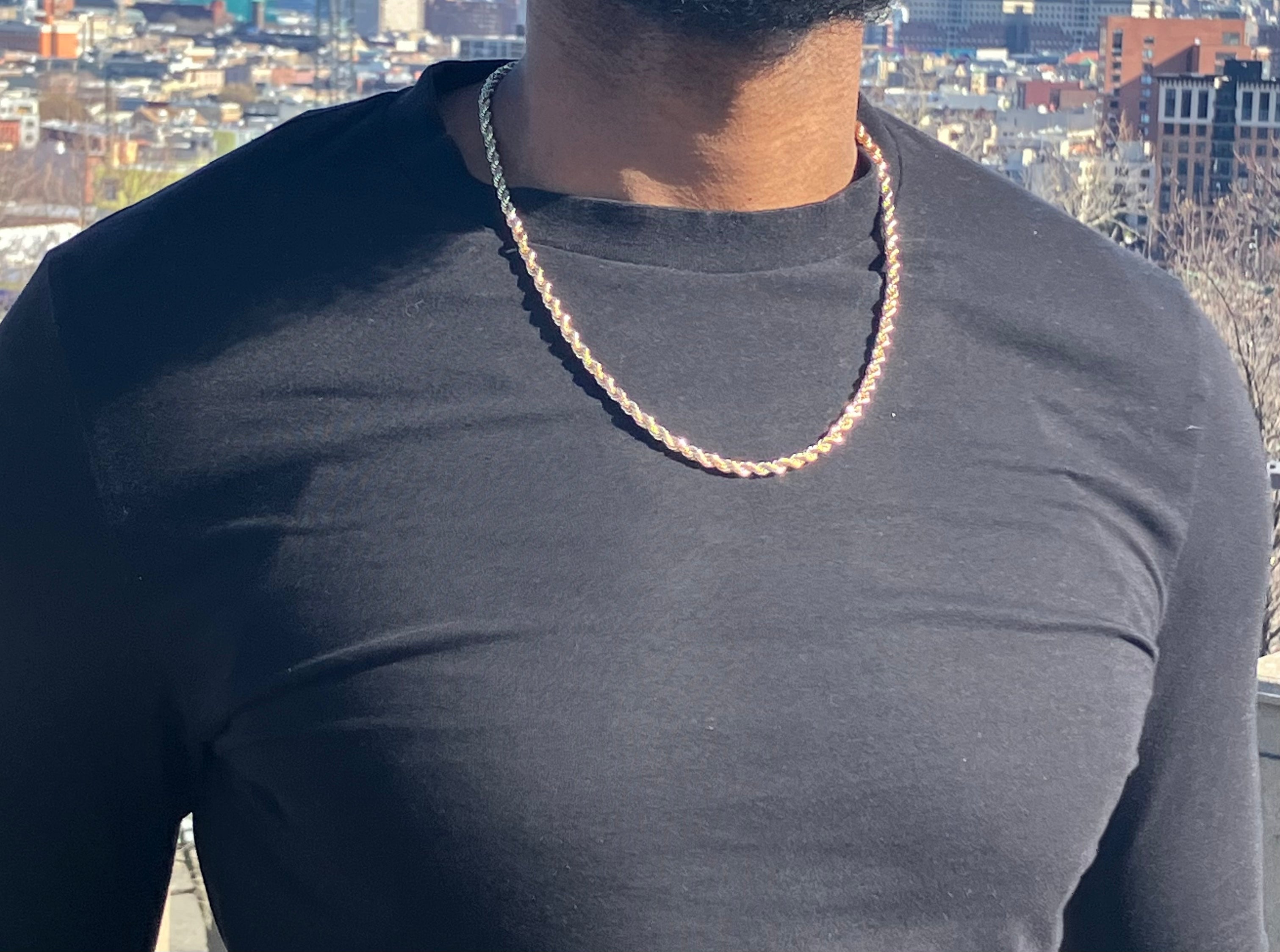 Rope Chain Necklace in Yellow Gold 24” 6mm