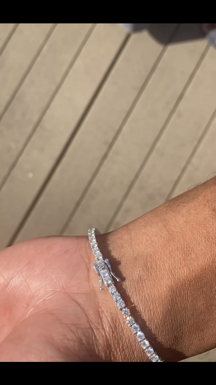 VVS+ GRA Certified Moissanite Tennis Bracelet 925 Sterling Silver 7”-8” 2-4mm